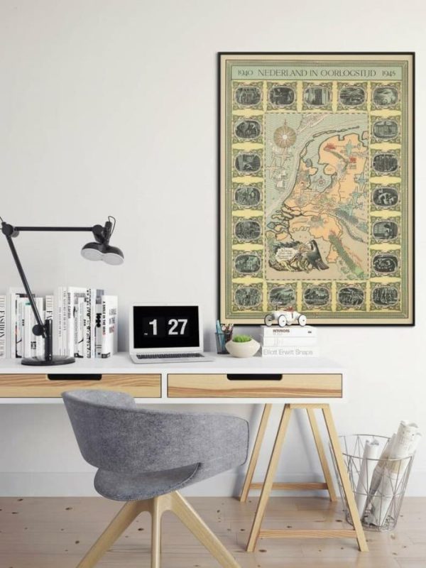 Vintage Wall Art | Pictorial Map Of Netherlands In World War 2, Ww2 Map Poster Print, 20×28 inches Vintage Wall Art Vintage Wall Art