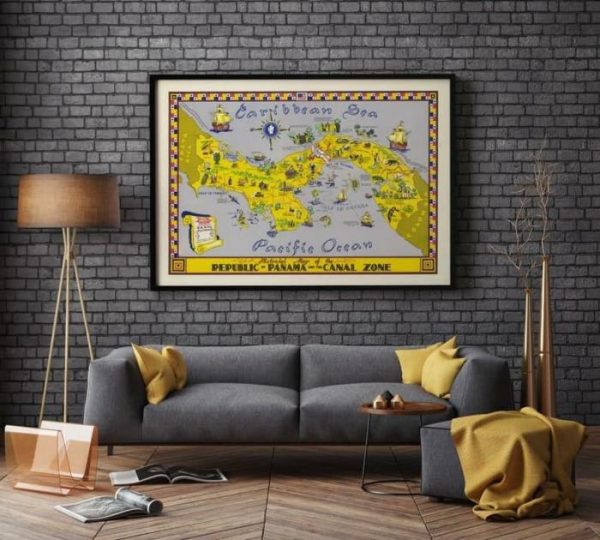 Vintage Wall Art | Pictorial Map Of The Republic Of Panama And Canal Zone, Old Map Wall Art Print, 28×42 inches Vintage Wall Art Vintage Wall Art