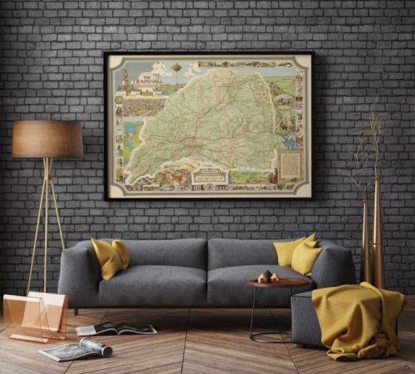 Vintage Wall Art | Pictorial Map Of The Transvaal Or The South African Republic 1935, Canvas Print Wall Art, 16×18 inches Vintage Wall Art Vintage Wall Art