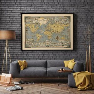 Vintage Wall Art | Pictorial Map Print Of World Wonders, World Map Wall Print, 12×16 inches Vintage Wall Art Vintage Wall Art