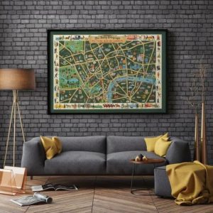 Vintage Wall Art | Picture Map Of London With Street Plan Of Central London, London Map Wall Art, 28×42 inches Vintage Wall Art Vintage Wall Art