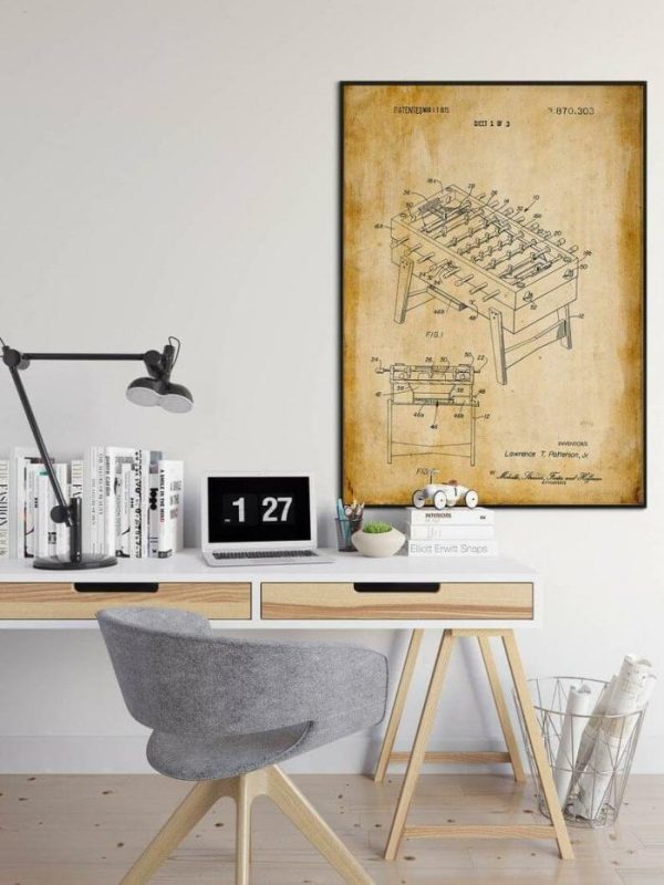 Vintage Wall Art | Pinball Patent Print, Framed Art Print, 28×40 inches Vintage Wall Art Vintage Wall Art