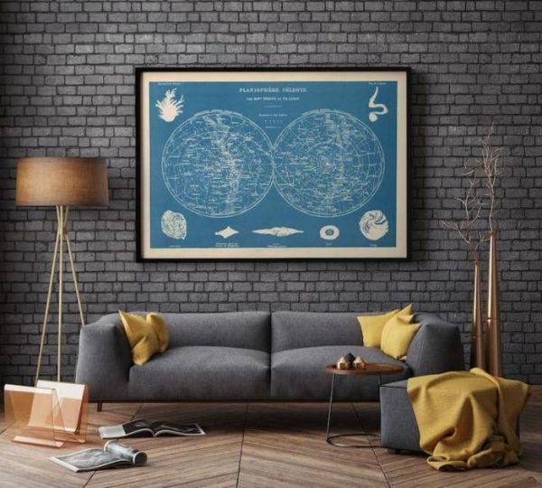 Vintage Wall Art | Planisphere Wall Poster, Vintage Decor, 28×36 inches Vintage Wall Art Vintage Wall Art