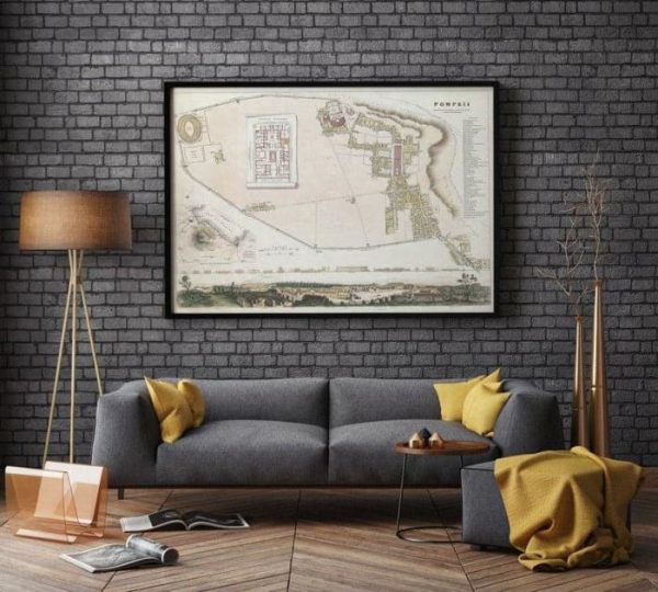 Vintage Wall Art | Pompeii Map Print, Fine Art Prints, 16×20 inches Vintage Wall Art Vintage Wall Art