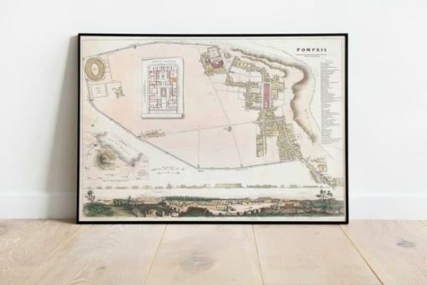 Vintage Wall Art | Pompeii Map Print, Fine Art Prints, 16×20 inches Vintage Wall Art Vintage Wall Art