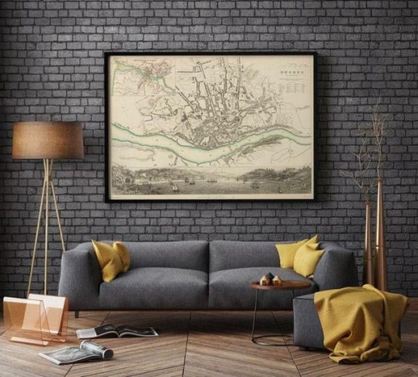 Vintage Wall Art | Porto City Map Wall Print, 1833 Porto Map, 16×18 inches Vintage Wall Art Vintage Wall Art