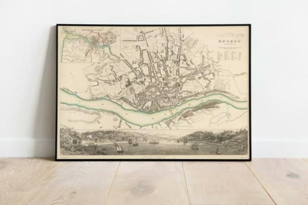 Vintage Wall Art | Porto City Map Wall Print, 1833 Porto Map, 16×18 inches Vintage Wall Art Vintage Wall Art