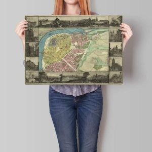 Vintage Wall Art | Prague City Map Wall Print, Framed Map Wall Decor, 12×16 inches Vintage Wall Art Vintage Wall Art