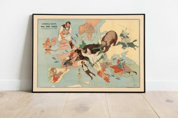 Vintage Wall Art | Propaganda Map Of Europe During World War 1, Ww1 Europe Map Print, 12×16 inches Vintage Wall Art Vintage Wall Art