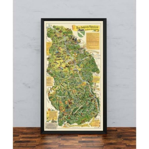 Vintage Wall Art | Rheinland Map Print, Germany Vintage Map Wall Prints, 10×18 inches Vintage Wall Art Vintage Wall Art