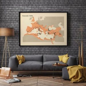 Vintage Wall Art | Roman Empire Historical Map , Framed Art Print, 24×36 inches Vintage Wall Art Vintage Wall Art