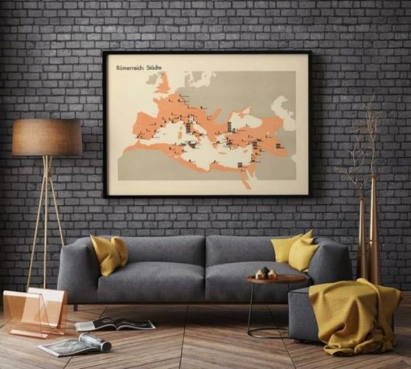 Vintage Wall Art | Roman Empire Historical Map , Framed Art Print, 24×36 inches Vintage Wall Art Vintage Wall Art