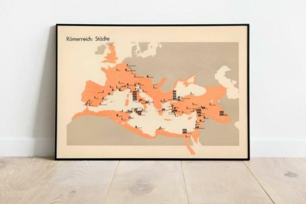 Vintage Wall Art | Roman Empire Historical Map , Framed Art Print, 24×36 inches Vintage Wall Art Vintage Wall Art