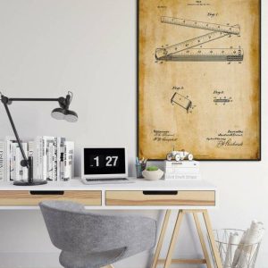 Vintage Wall Art | Ruler Patent Print, Framed Art Print, 16×22 inches Vintage Wall Art Vintage Wall Art