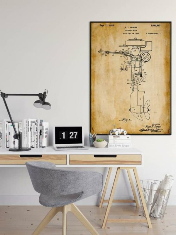 Vintage Wall Art | Sailing Patent Print, Framed Art Print, 20×28 inches Vintage Wall Art Vintage Wall Art