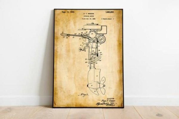 Vintage Wall Art | Sailing Patent Print, Framed Art Print, 20×28 inches Vintage Wall Art Vintage Wall Art