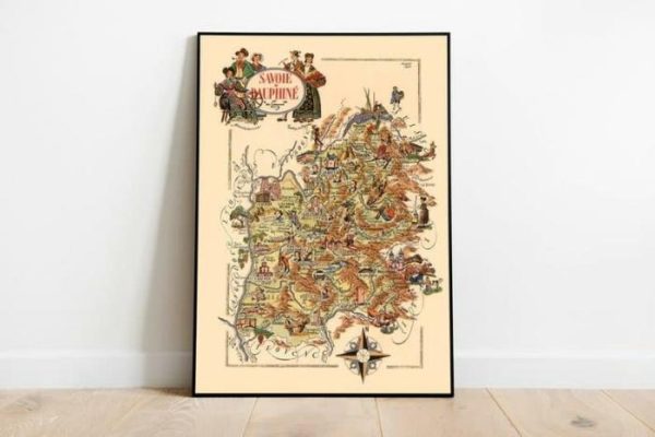 Vintage Wall Art | Savoie And Dauphine Map Print, Vintage France Map Poster, 24×32 inches Vintage Wall Art Vintage Wall Art