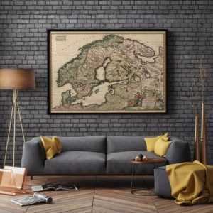 Vintage Wall Art | Scandinavia Map Wall Print, 1680 Scandinavia Map, 28×32 inches Vintage Wall Art Vintage Wall Art