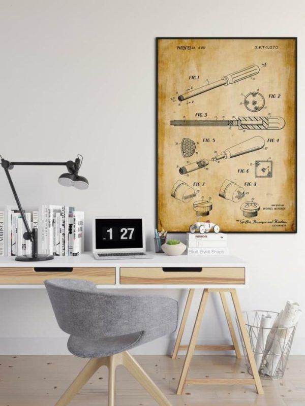 Vintage Wall Art | Screwdriver Patent Print, Framed Art Print, 12×16 inches Vintage Wall Art Vintage Wall Art