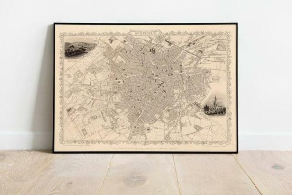 Vintage Wall Art | Sheffield Map Print, Fine Art Prints, 24×32 inches Vintage Wall Art Vintage Wall Art