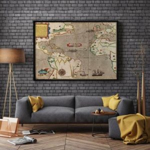 Vintage Wall Art | Sir Francis Drake’s West Indian Voyage Map, Spanish Navigators Map, 28×36 inches Vintage Wall Art Vintage Wall Art