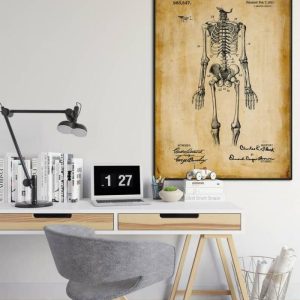 Vintage Wall Art | Skeleton Patent Print, Framed Art Print, 28×40 inches Vintage Wall Art Vintage Wall Art