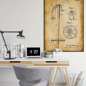 Vintage Wall Art | Ski Pole Patent Print, Framed Art Print, 20×28 inches Vintage Wall Art Vintage Wall Art