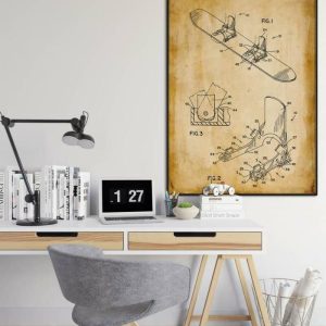 Vintage Wall Art | Snowboard Patent Print, Framed Art Print, 20×28 inches Vintage Wall Art Vintage Wall Art