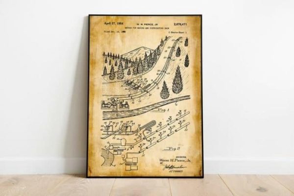 Vintage Wall Art | Snowmaker Patent Print, Framed Art Print, 24×32 inches Vintage Wall Art Vintage Wall Art