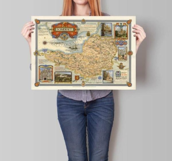 Vintage Wall Art | Somerset City Map Wall Print, Framed Map Wall Decor, 28×36 inches Vintage Wall Art Vintage Wall Art