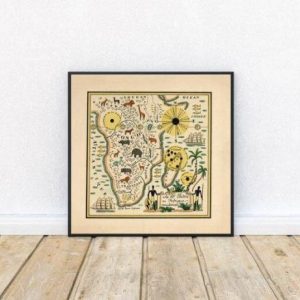 Vintage Wall Art | South Africa Map Print, Art History, 16×16 inches Vintage Wall Art Vintage Wall Art