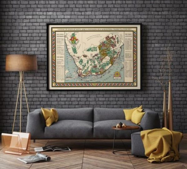 Vintage Wall Art | South Africa Map Print, Fine Art Prints, 28×42 inches Vintage Wall Art Vintage Wall Art