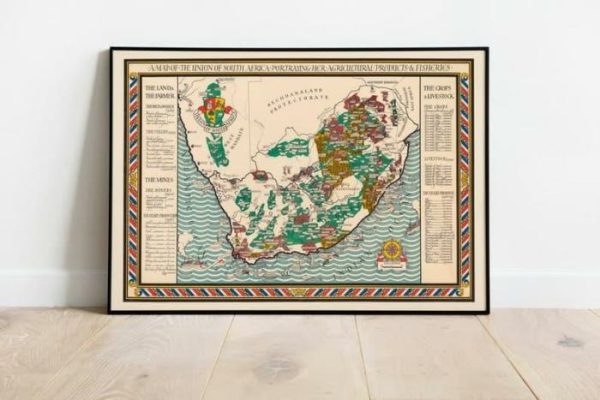 Vintage Wall Art | South Africa Map Print, Fine Art Prints, 28×42 inches Vintage Wall Art Vintage Wall Art