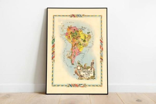 Vintage Wall Art | South America Map Print, Art History, 24×32 inches Vintage Wall Art Vintage Wall Art