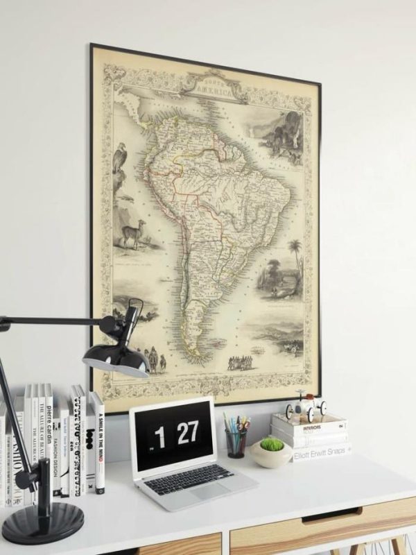 Vintage Wall Art | South America Map Print, Art History, 28×36 inches Vintage Wall Art Vintage Wall Art