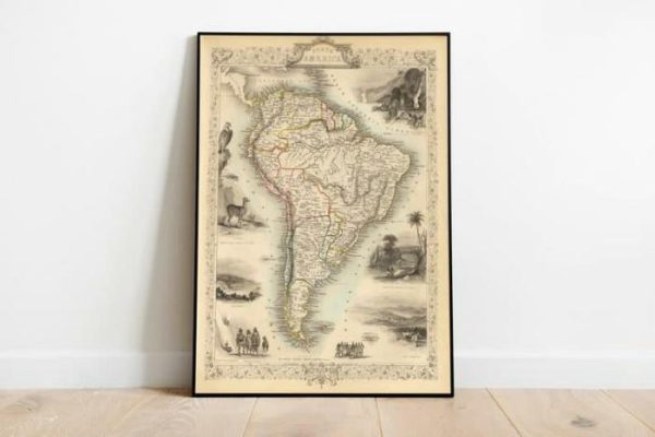 Vintage Wall Art | South America Map Print, Art History, 28×36 inches Vintage Wall Art Vintage Wall Art