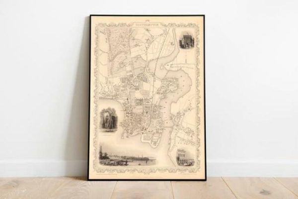 Vintage Wall Art | Southampton Map Print, Fine Art Prints, 20×28 inches Vintage Wall Art Vintage Wall Art