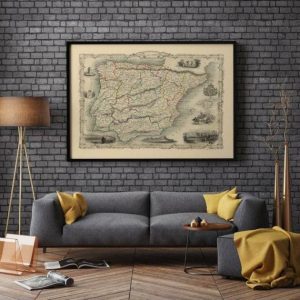 Vintage Wall Art | Spain And Portugal Map Poster, Vintage Map Spain, 16×20 inches Vintage Wall Art Vintage Wall Art