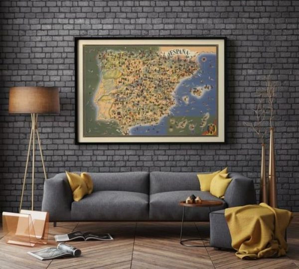 Vintage Wall Art | Spain Map Print, Fine Art Prints, 20×28 inches Vintage Wall Art Vintage Wall Art