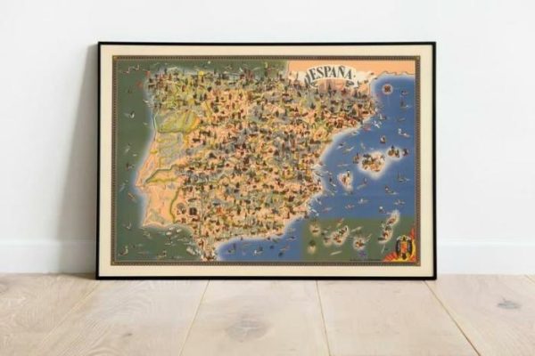 Vintage Wall Art | Spain Map Print, Fine Art Prints, 20×28 inches Vintage Wall Art Vintage Wall Art