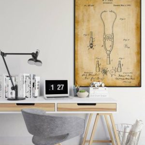 Vintage Wall Art | Stethoscope Patent Print, Framed Art Print, 24×32 inches Vintage Wall Art Vintage Wall Art