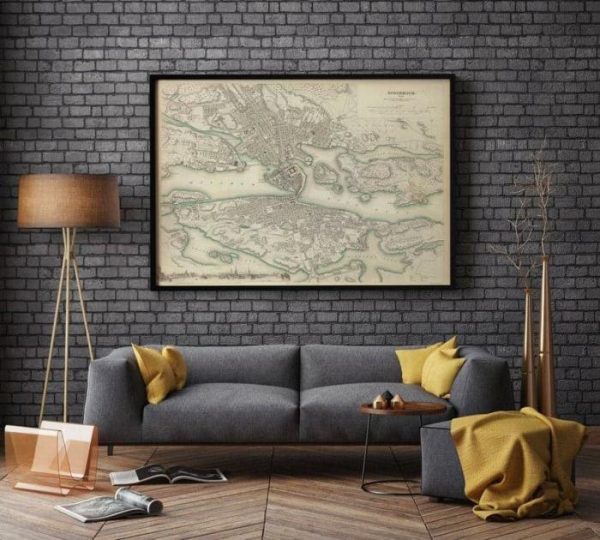 Vintage Wall Art | Stockholm Map Print, Fine Art Prints, 32×36 inches Vintage Wall Art Vintage Wall Art