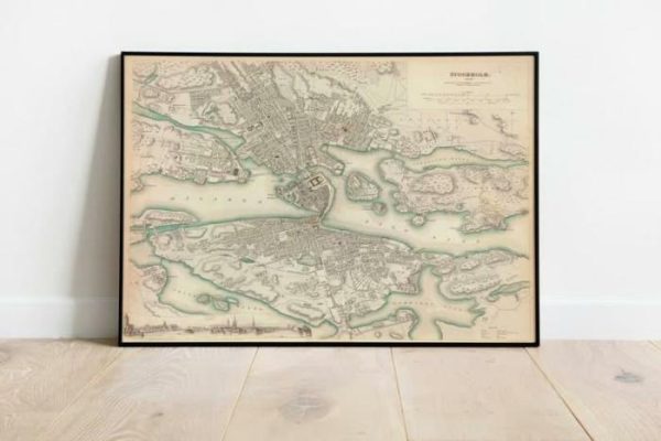 Vintage Wall Art | Stockholm Map Print, Fine Art Prints, 32×36 inches Vintage Wall Art Vintage Wall Art