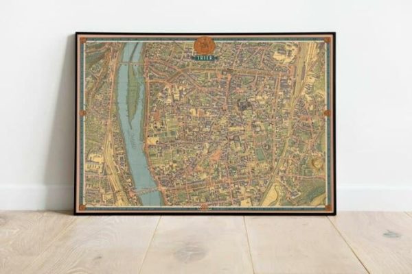 Vintage Wall Art | Street Map Of Trier, Germany Maps Wall Art, 12×16 inches Vintage Wall Art Vintage Wall Art