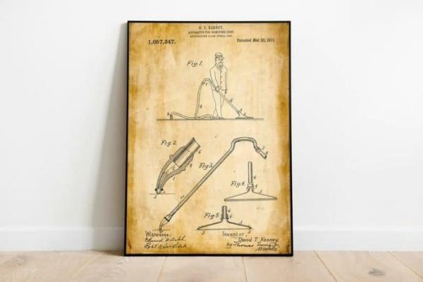 Vintage Wall Art | Sweeper Patent Print, Framed Art Print, 20×28 inches Vintage Wall Art Vintage Wall Art