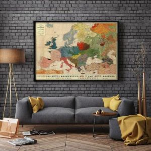 Vintage Wall Art | Swiss Ethnographic Map Of Europe In 1918, Ethnographic Map, 20×24 inches Vintage Wall Art Vintage Wall Art