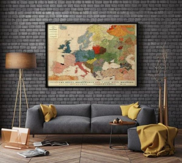 Vintage Wall Art | Swiss Ethnographic Map Of Europe In 1918, Ethnographic Map, 20×24 inches Vintage Wall Art Vintage Wall Art