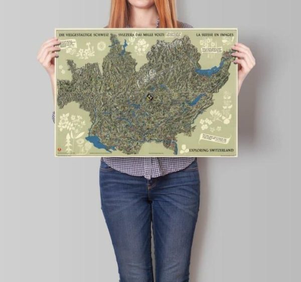 Vintage Wall Art | Switzerland Map Wall Print, 1939 Switzerland Map, 16×24 inches Vintage Wall Art Vintage Wall Art