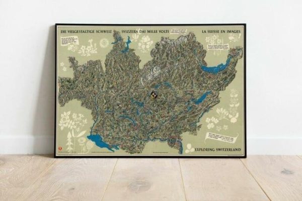 Vintage Wall Art | Switzerland Map Wall Print, 1939 Switzerland Map, 16×24 inches Vintage Wall Art Vintage Wall Art