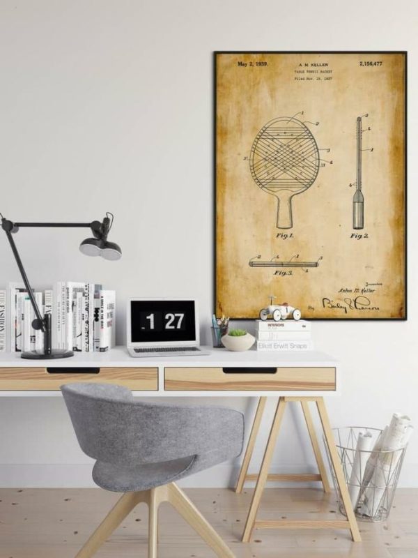 Vintage Wall Art | Table Tennis Patent Print, Framed Art Print, 20×28 inches Vintage Wall Art Vintage Wall Art